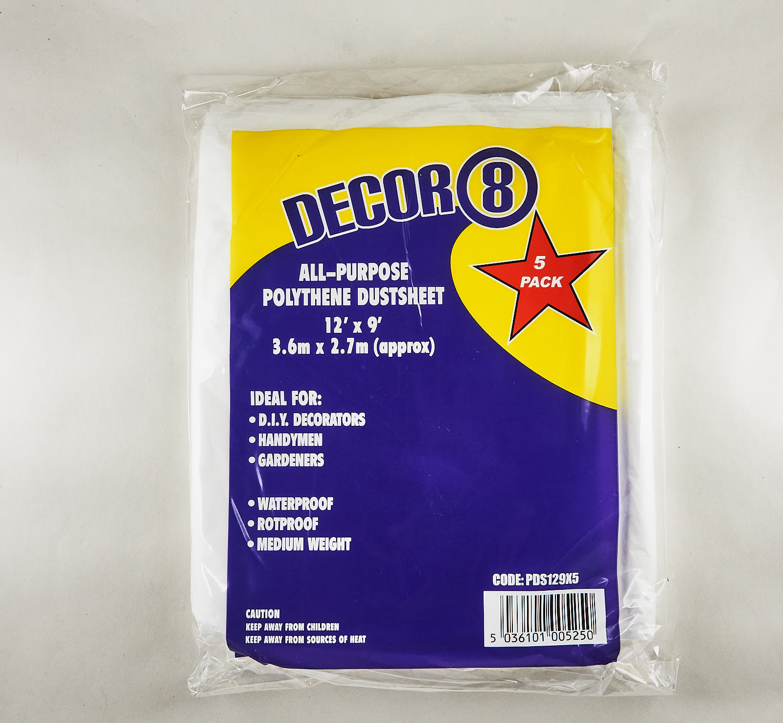 All Purpose Polythene Dust Sheet (5 Pack) 12ft x 9ft 17 microns 5 packs per box